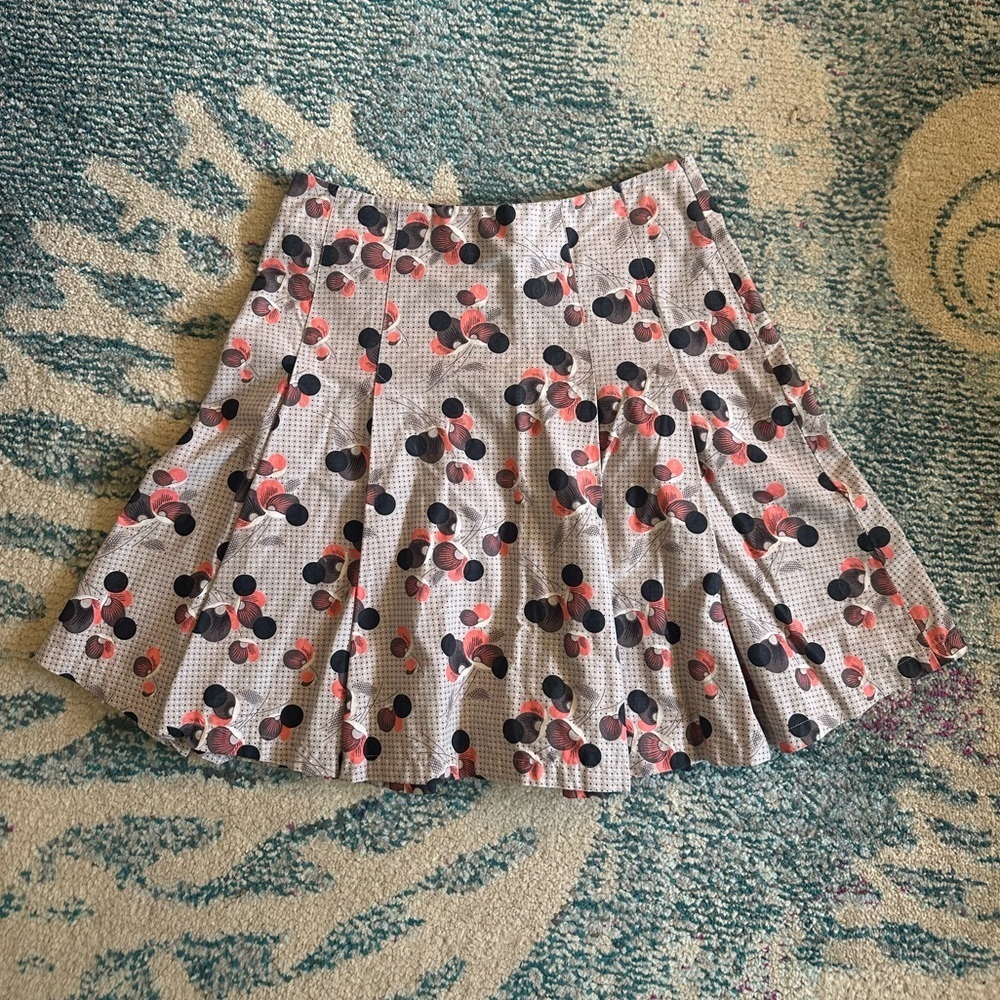 French Connection Cotton Patterned Grey Flare Mini Skirt - Picture 2 of 8